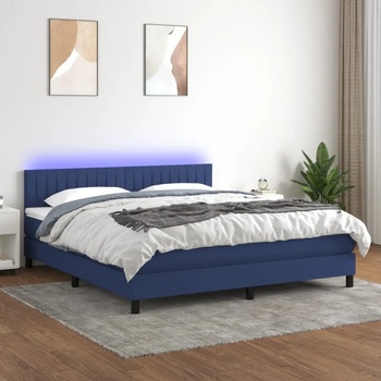 vidaXL Боксспринг легло с матрак и LED, синьо, 180x200 см, плат (3133339)