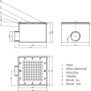 Podlahová výpust NEREZ čtvercová