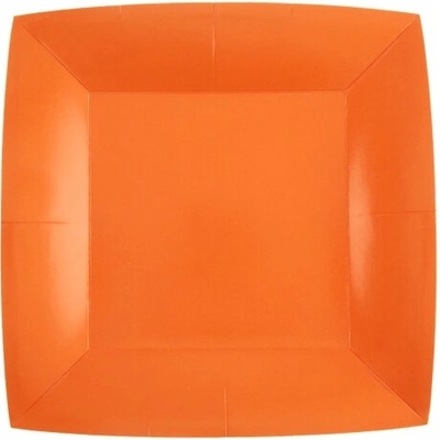 Santex Papierové taniere štvorcové jednofarebné 18 x 18 cm Farba: oranžová