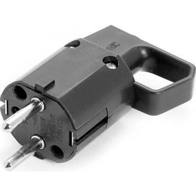 Zástrčka 325-05 s očkom, uzemnená "uni-schuko" 16A 250V IP20 ČIERNA VIPLAST 325-05