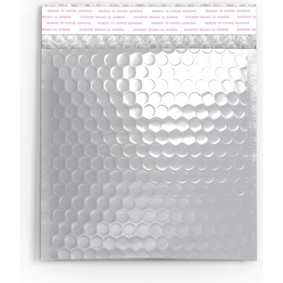 Lesklé metalické bublinkové obálky - 165 x 140 mm - Stříbrná
