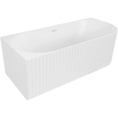 Mexen Gia самостоятелна ъглова рифелована лява вана 150 x 75 cm, бял мат, бял преливник - 52701507501L-20 (52701507501L-20)