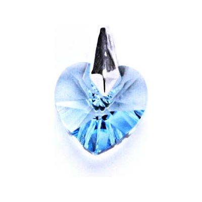 Čištín Stříbrný přívěsek s krystalem Swarovski srdce akvamarín P 1310