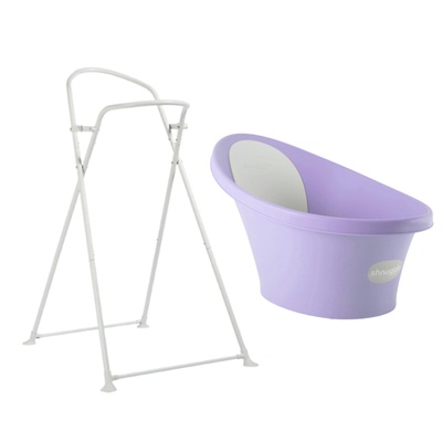 shnuggle - световно-награждавана бебешка вана за къпане с клапа - Лилава (SBP-PRL-EUR+SHN-BST-STRP)