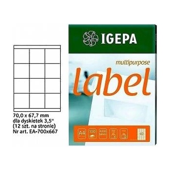 Igepa Group Labels a4 igepa 70.0 x 67.7 mm white (100)