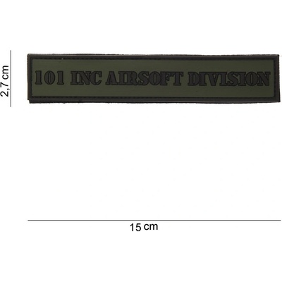 Gumová nášivka 101 Inc nápis Airsoft Division - olivová