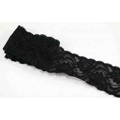 Elastická čipka - čierna - šírka 5 cm