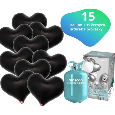 Balonky.cz Helium set helium a balónky IBREX srdce černé