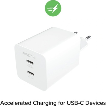 mophie Зарядно Mophie Essentials Power Adapter Dual USB-C-PD-50W (409911854)