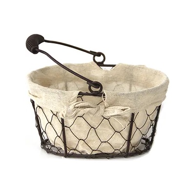 Jin bo yang Овален панер метал/текстил с метална дръжка 20x15xh12cm (W1021-M) (0120117)