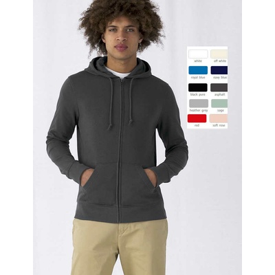 B&C Inspire Zipped Hood pánska mikina s kapucňou sivá asphalt