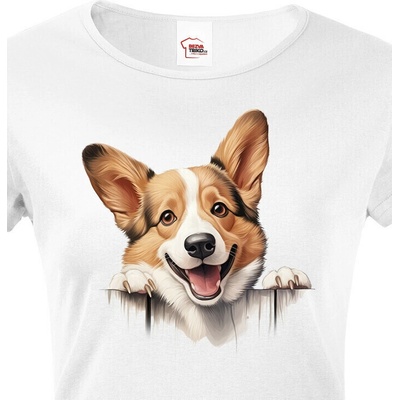 Bezvatriko.cz Dámské tričko Welsh Corgi Pembroke Bílá Canvas Dámské tričko s krátkým rukávem 2232 – Zboží Dáma