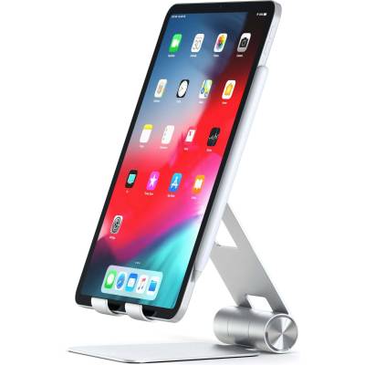 Satechi R1 Aluminum Foldable Stand - сгъваема алуминиева поставка за мобилни телефони, таблети и лаптопи до 12 инча (сребрист)