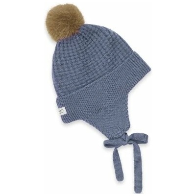 En Fant Pletená čepice s bambulí a zavazováním Flint Stone