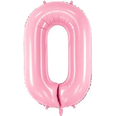 PartyDeco Fóliový balón číslo 0 ružový 86 cm