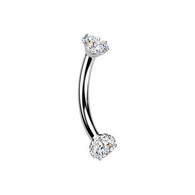 Šperky4U Luxusní piercing do obočí s Moissanity 2 x 0.11 ct, TITAN TM039