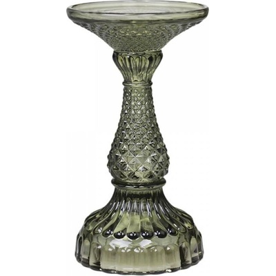 Zelený skleněný svícen Diamond - Ø 9*17 cm - Chic Antique
