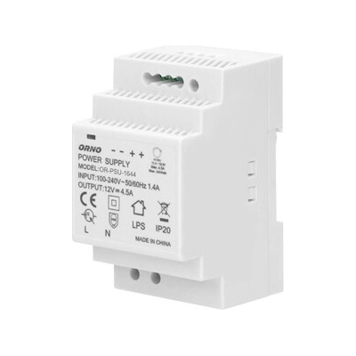 Napájecí zdroj na DIN lištu 12VDC 4,5A 54W šířka 3 moduly Orno OR-PSU-1644