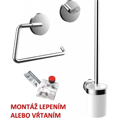 Emco Round Set doplnkov Sada WC kefy držiak WC papiera háčik lepidlo chróm 439800100