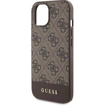 GUESS Гръб Guess за iPhone 15 , PU, 4G Stripe, MagSafe, Кафяв (3666339193126)