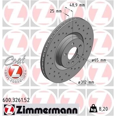 Brzdový kotúč ZIMMERMANN 600.3261.52