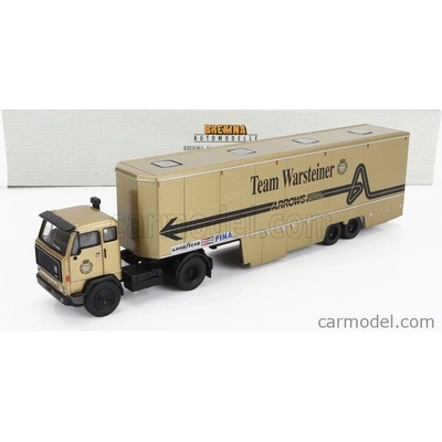 Brekina plast Volvo F89 Truck Car Transporter Team F1 Warsteiner Arrows 1977 Gold 1:87