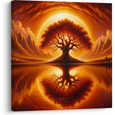 Obraz – Strom v krvavom slnku, jednodielne 70x70 cm