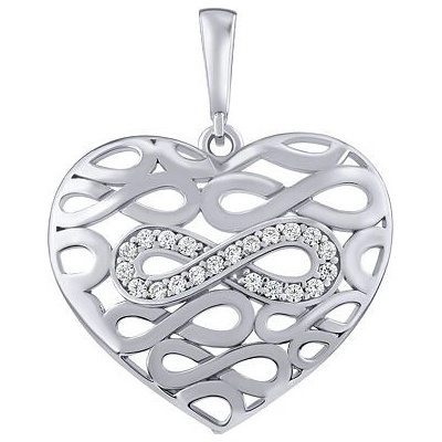SILVEGO Strieborný prívesok srdce Infinity Mathilde s Brilliance Zirconia PRGPKP0822PS