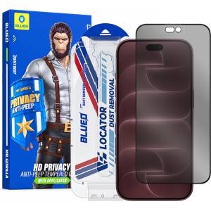 Blueo Стъклен протектор за iPhone 18 Pro Max - Anti-Peep Privacy Glass with Applicator Pro - Blueo - Черен