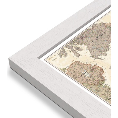 National Geographic Anglie a Wales - nástěnná mapa Executive 75 x 90 cm Varianta: mapa v dřevěném rámu, Provedení: Pegi bílý