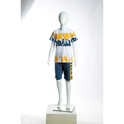 JOYCE Chlapecká souprava s kraťasy "TIE DYE STRIPES"/bílá, petrolejová bílá