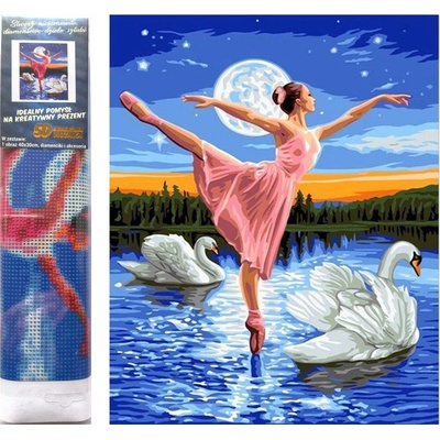 Norimpex - Puzzle Diamond Painting Baletka medzi labuťami 30x40cm - 1 - 39 piese