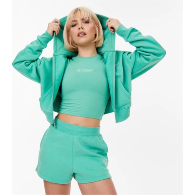 Jack Wills Суичър Jack Wills Crop Zip-Through Hoodie - Clover