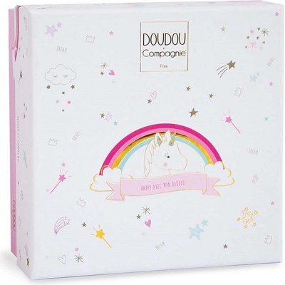 Doudou et Compagnie Paris Doudou Darčeková sada muchláčik jednorožec ružový 20 cm