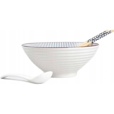 Homla Sada ramen Salado s pruhy a hnědým okrajem 21 cm