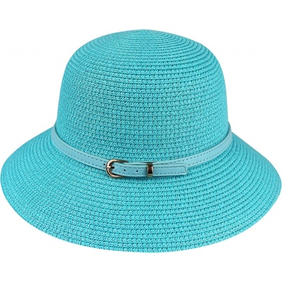 Biju dámsky slamený klobúk s opaskom 9001631-1 modrý