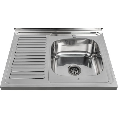 Inter Ceramic Кухненска мивка I8060A 20 R, Inter Ceramic, неръждаема стомана, десен плот, 80x60см (8060A-20R)