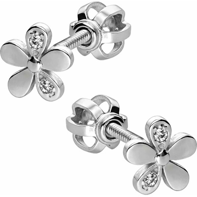 Zlaton Náušnice bílé zlato květina se zirkony pecky 0.7cm 1.25g N11112501516