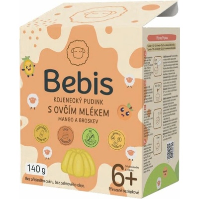 Bebis Dojčenský puding Ovčí mlieko Mango a Broskyňa 140 g