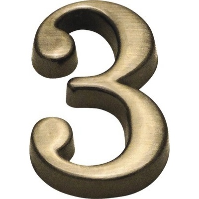 Domové číslo "3" bronz česaný 5 cm
