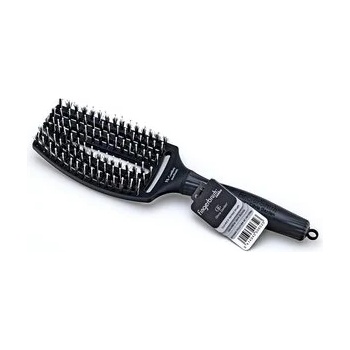 Olivia Garden Fingerbrush Combo Medium Black четка за коса с влакна от найлон и глиган