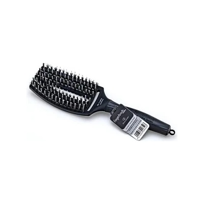 Olivia Garden Fingerbrush Combo Medium Black четка за коса с влакна от найлон и глиган