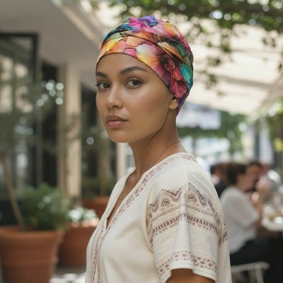 Ebbie bavlněný turban-lotus-bez kamínkového loga ELORA