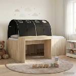 vidaXL Легло с тунел 3 бр. Дъб сонома и черно 118, 6 x 193, 2 x 75, 1 см (3423700)