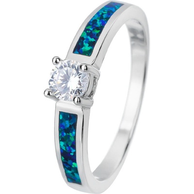 Bealio stříbrný prsten SOLITÉR zelený OPÁL 03 11715 3404