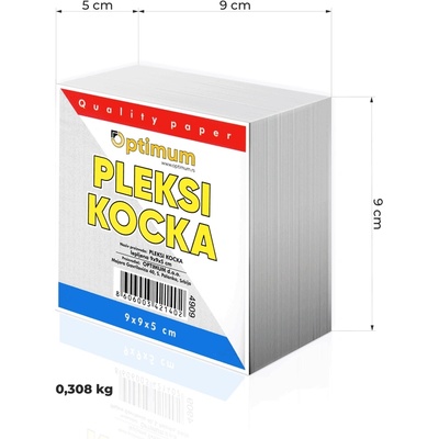 Optimum Кубче бяло 9х9см лепено, 500л