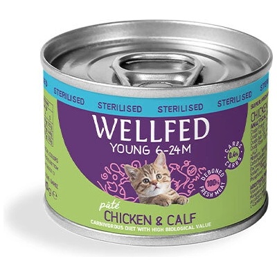 WELLFED Консерва за кастрирани котенца с пиле и телешко