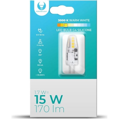 Forever Light LED žárovka G4 silikonová 1,7W 12V 3000K 170lm