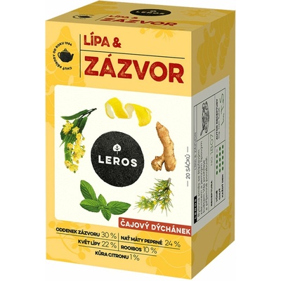 Leros Bylinný čaj Čajová chvíľka Lipa & Zázvor 20 x 2 g