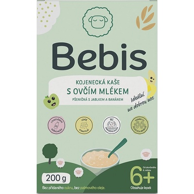BEBIS Dojčenská kaša s ovčím mliekom pšeničná s jablkom a banánom 200 g